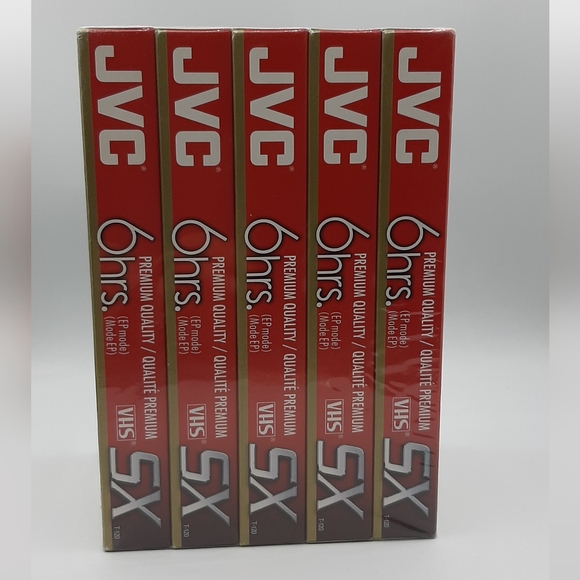 Lot of 5 JVC SX 6 Hours Blank T-120 DU VHS Video Cassette Tape New Sealed Lot - Picture 2 of 7